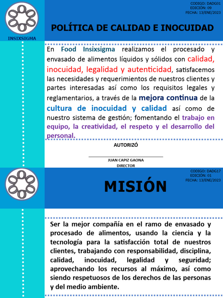 Política de Calidad e Inocuidad | PDF | Economias | Business