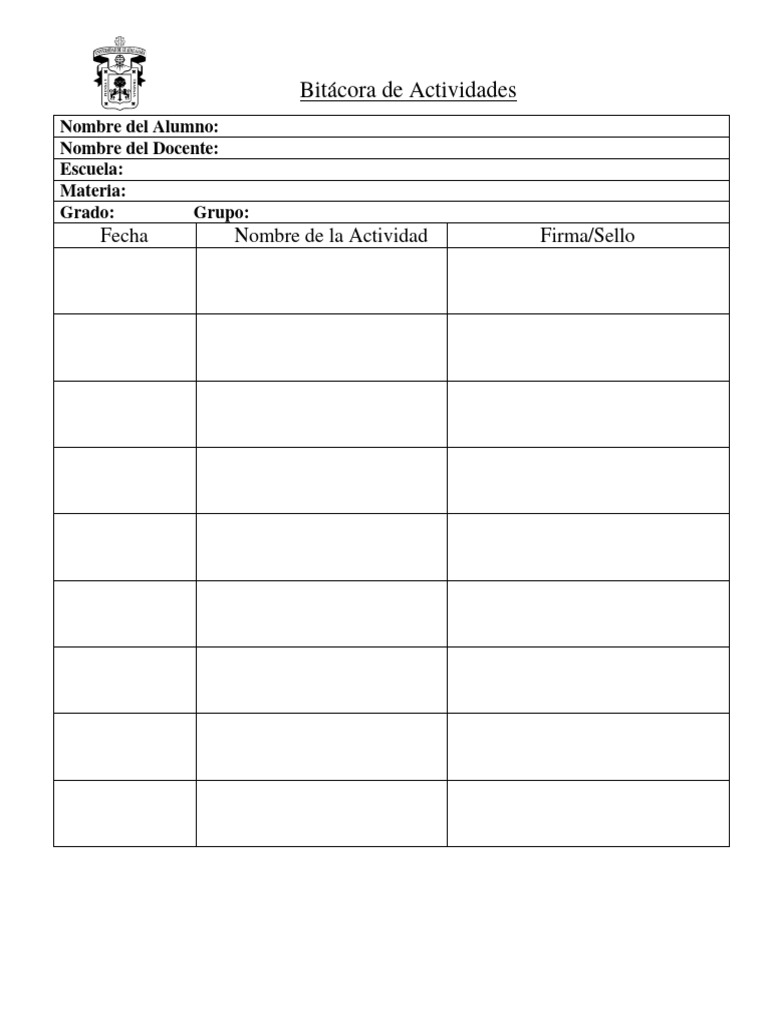 Bitácora de Actividades GENERAL | PDF