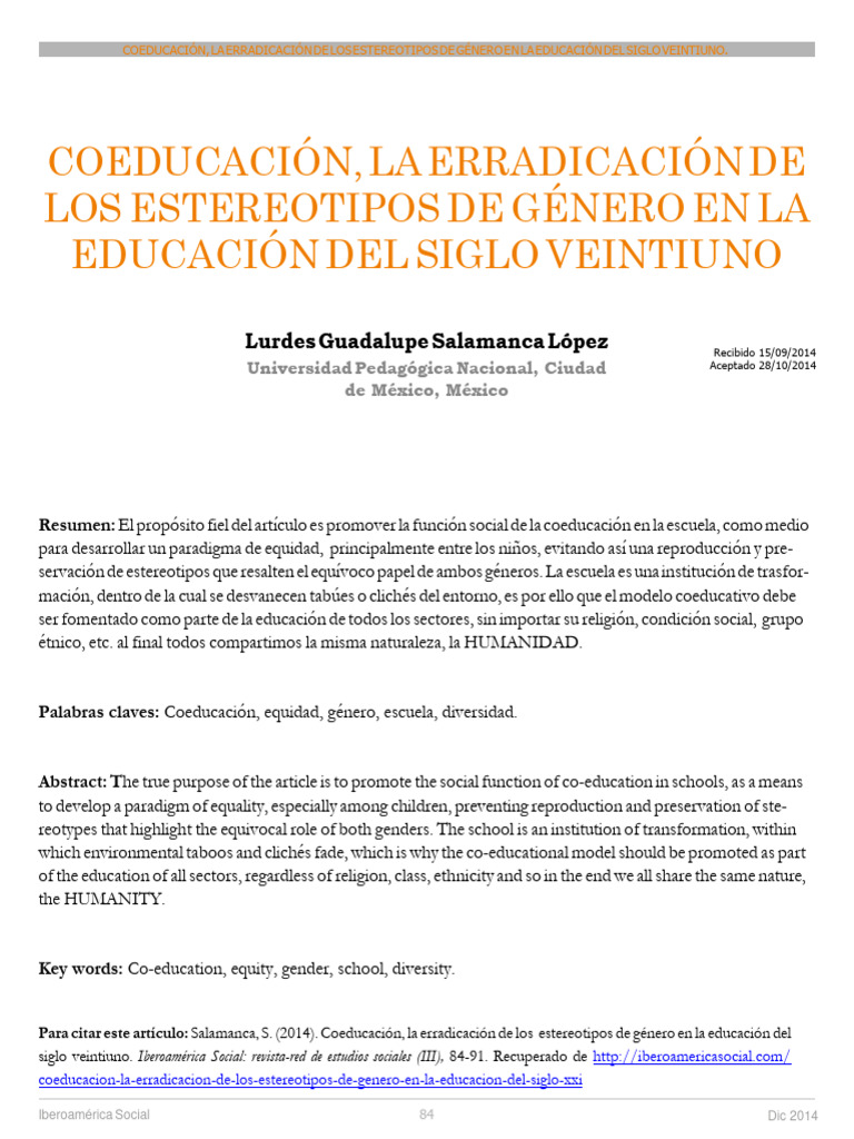 Coeducación y Estereotipos de Género | PDF | Género | Estudios de género