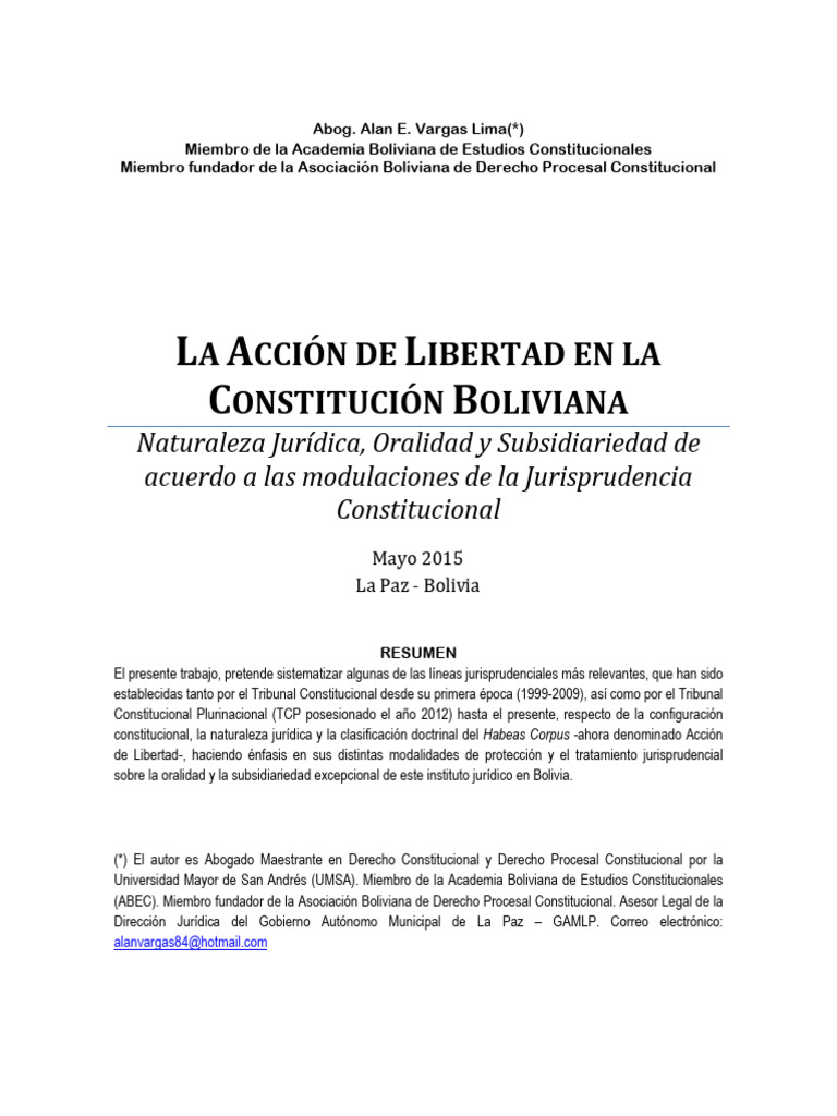 La Accion de Libertad en La Constitucion | PDF | Habeas corpus | Debido ...