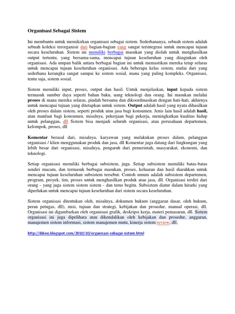 Organisasi Sebagai Sistem