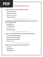 C) ) Software-as-a-Service: MCQ For Cloud Reliability Engineering