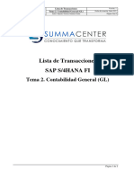 Principales Transacciones SAP S4HANA FI - Tema 2 (Contabilidad General GL)