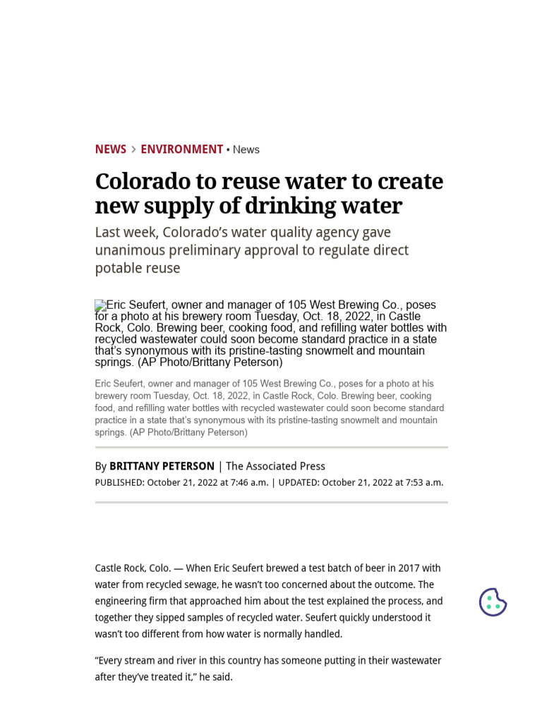 The Denver Post Colorado To Reuse Water To Create New Supply of