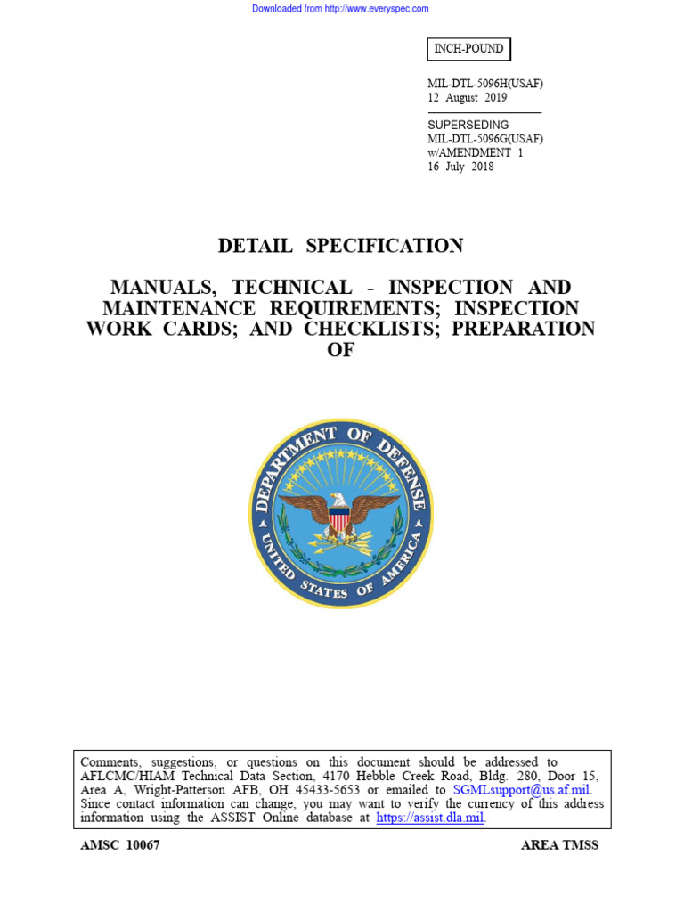 MIL-DTL-5096H(USAF) Inspection Manual | PDF | Specification (Technical ...