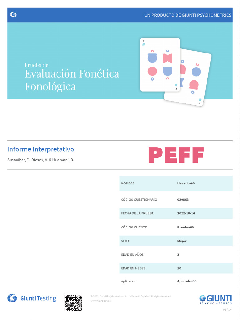 Informe PEFF 1.0: Evaluación Fonológica | PDF | Fonética | Fonología