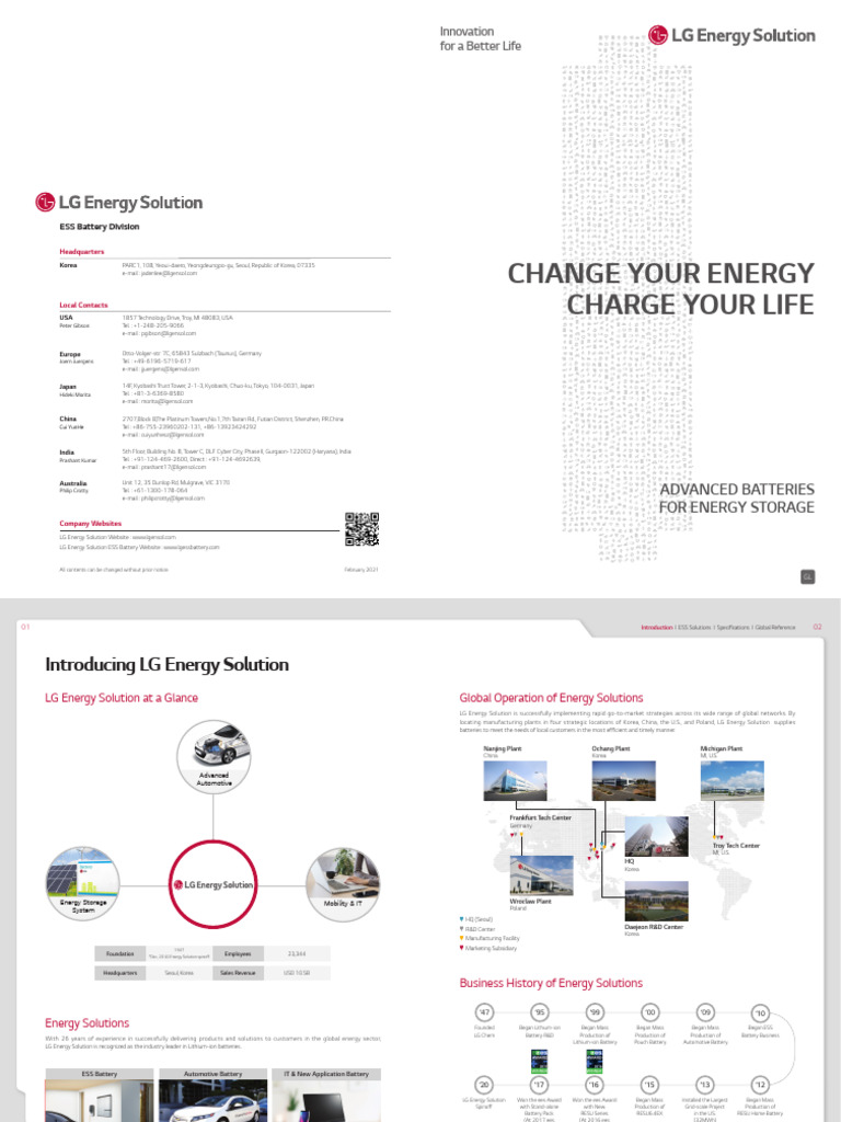 LG Energy Solution ESS Overview | PDF | Electrical Grid | Sustainable ...