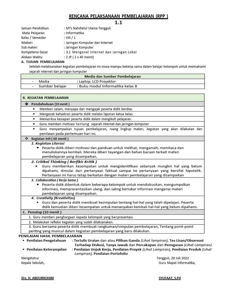 RPP Informatika 8 | PDF | Komputer