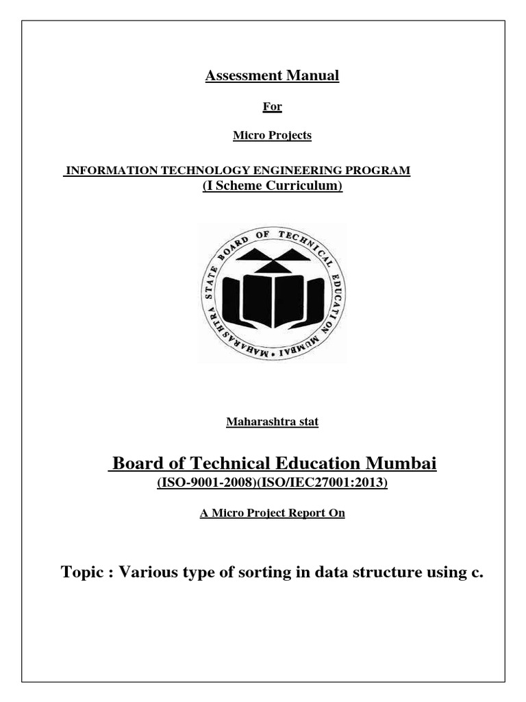 Sorting Algorithms in C Micro Project | PDF | Software Engineering ...
