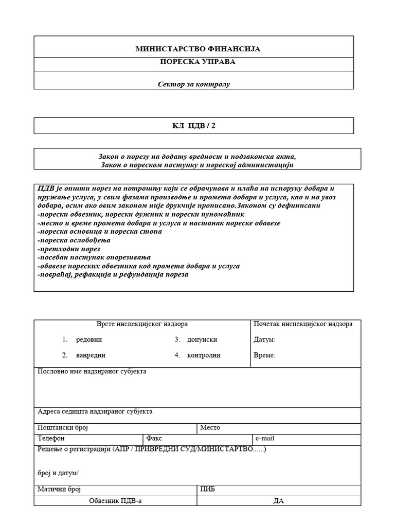 Kontrolna Lista PDV | PDF