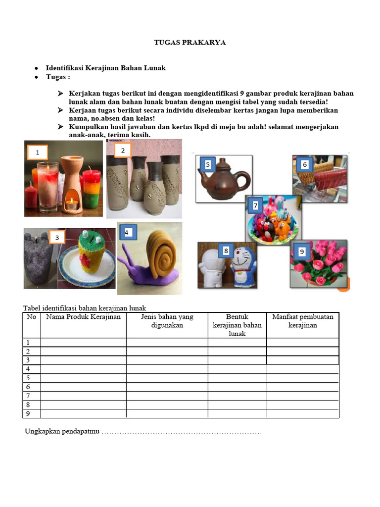 LKPD Kerajinan Bahan Lunak Kelas 8 | PDF