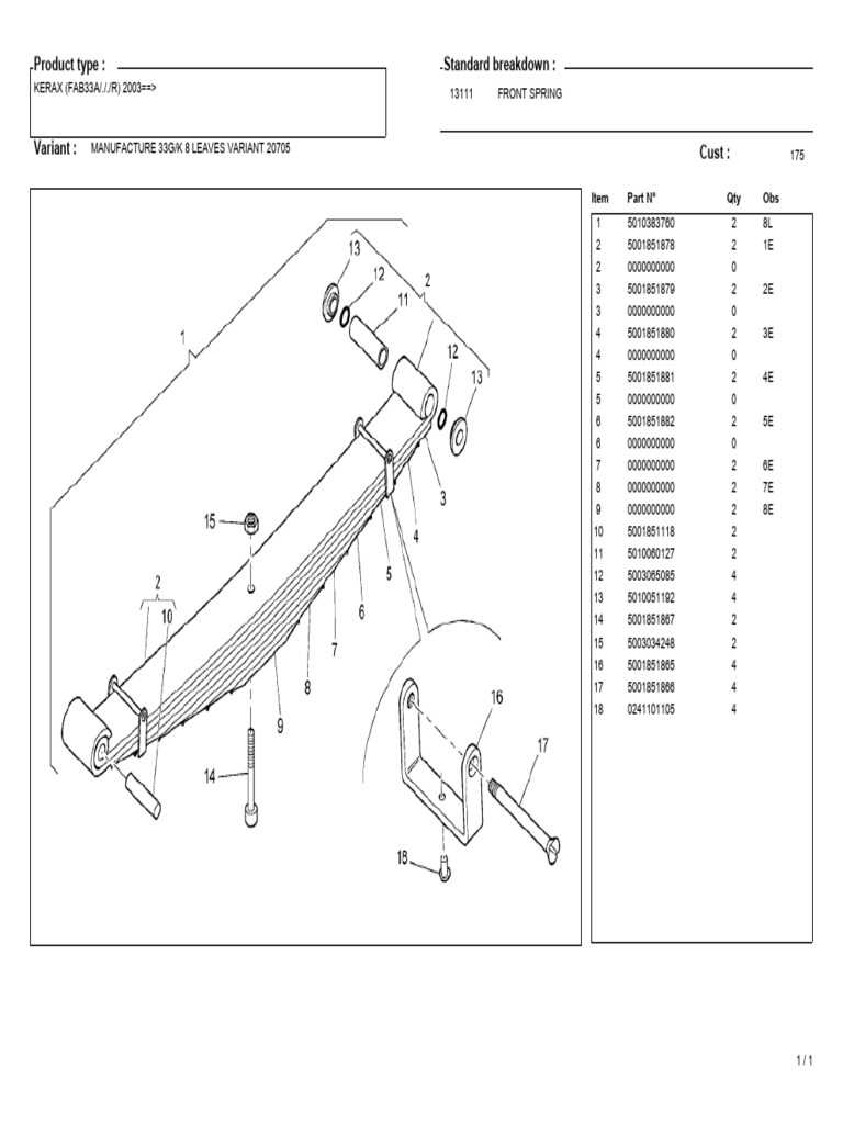 Front Spring Parts Breakdown for 33G/K | PDF