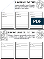 Plant and Animal Cell Exit Card!