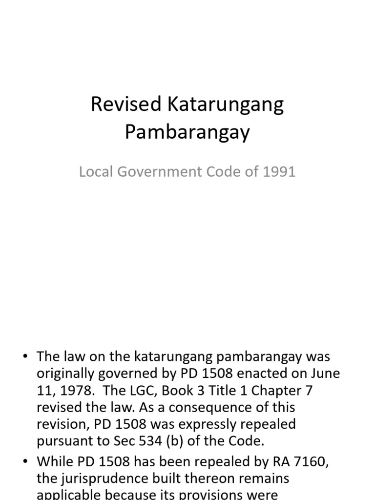 Revised Katarungang Pambarangay Law | PDF | Mediation | Arbitration