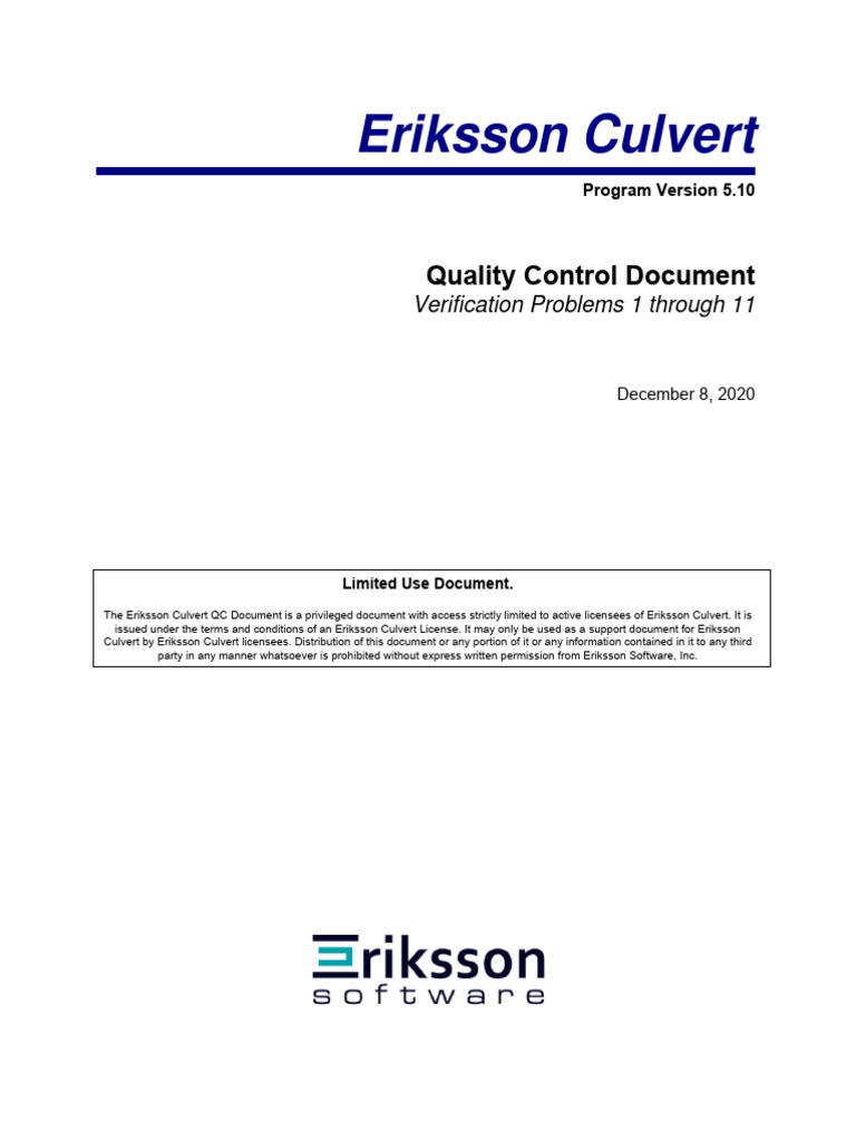 Eriksson Culvert QC Document | PDF