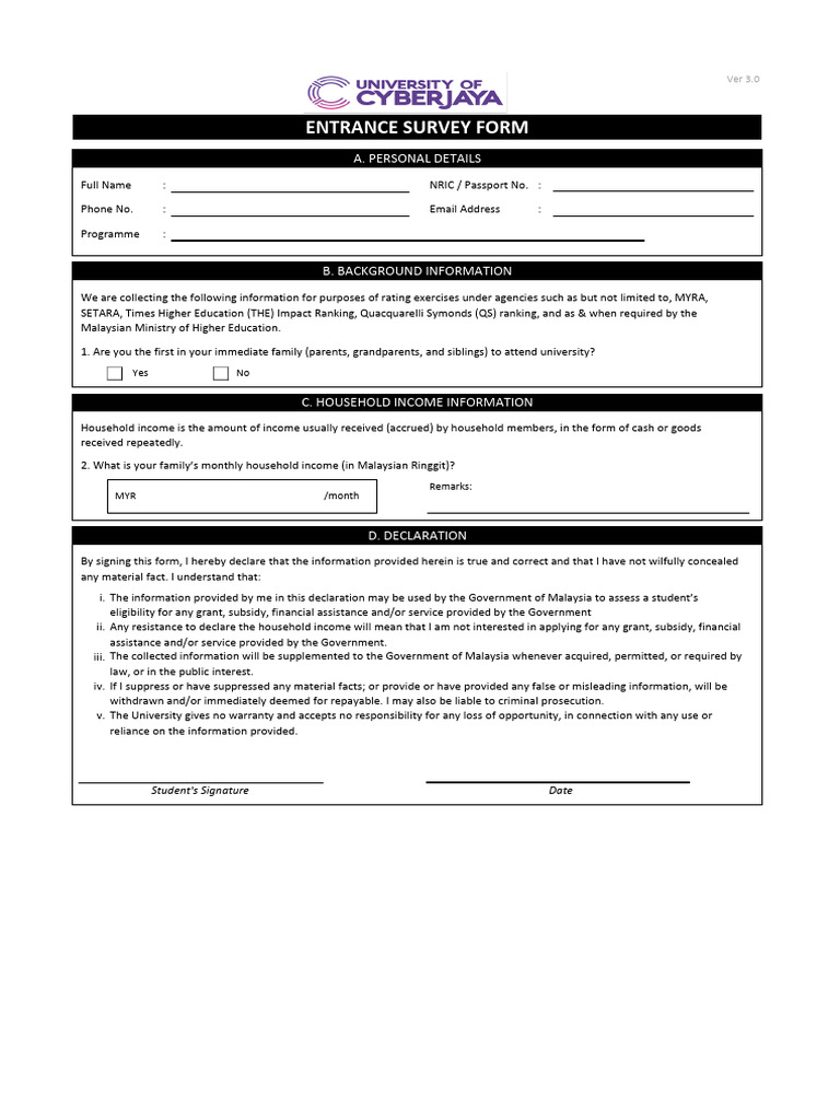 UoC Entrance Survey Form V3 PDF