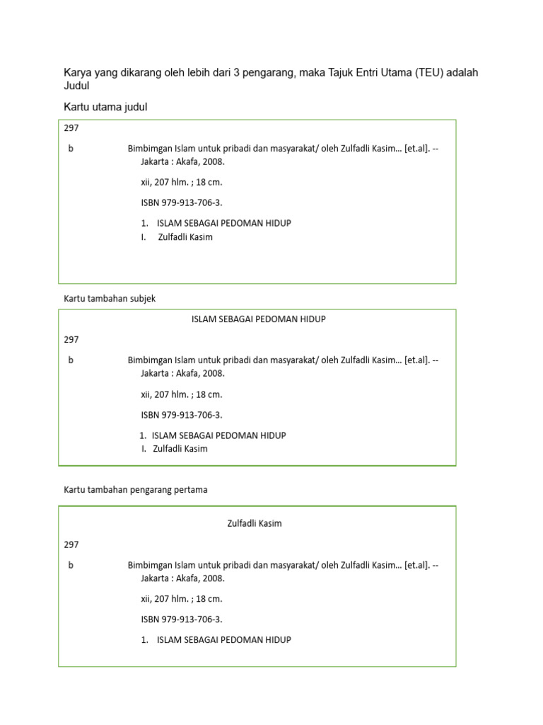 Contoh Katalog Buku dan Pengarang | PDF