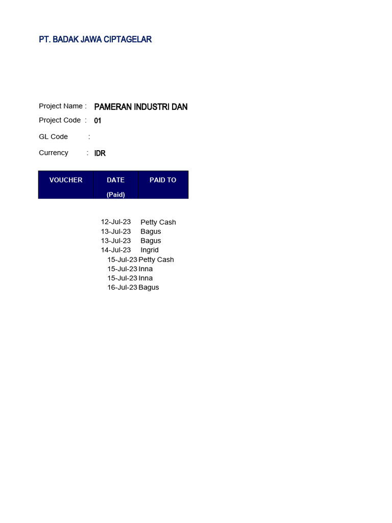 Contoh Petty Cash | PDF