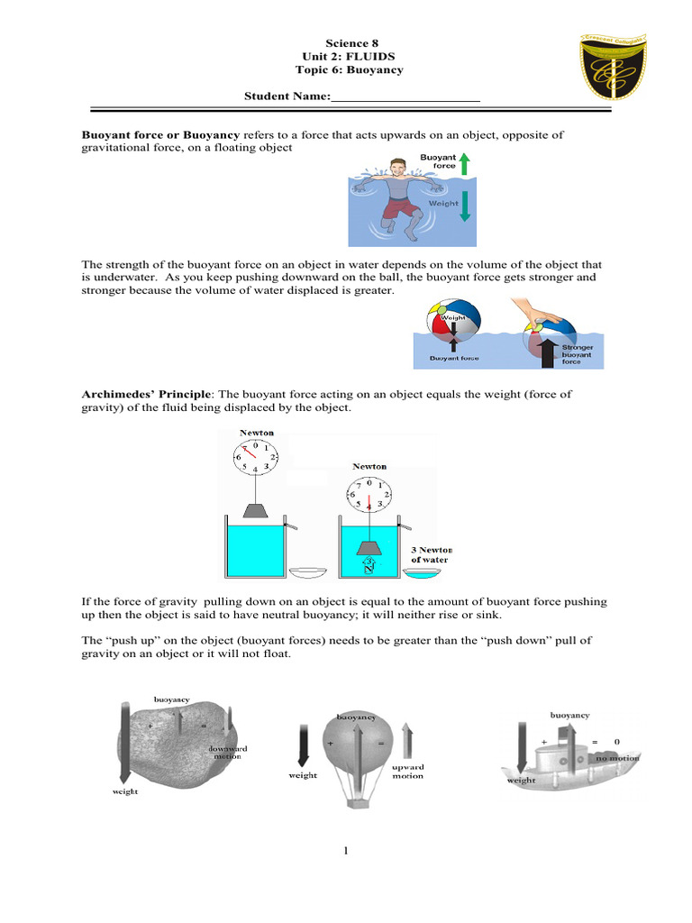 Fluids Buoyancy | PDF | Buoyancy | Metrology