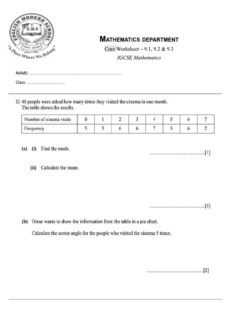 Grade 9 Mean, Median, Mode | PDF