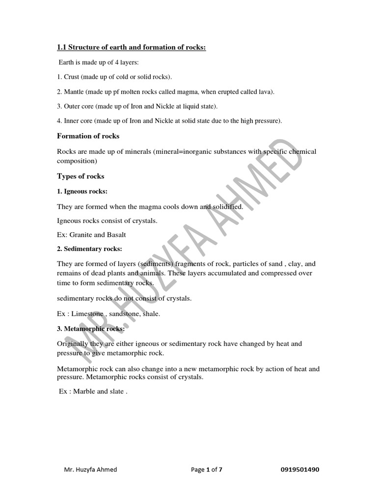 Chapter 1 Rocks and Minerals and Their Exploiation | PDF | Rock ...