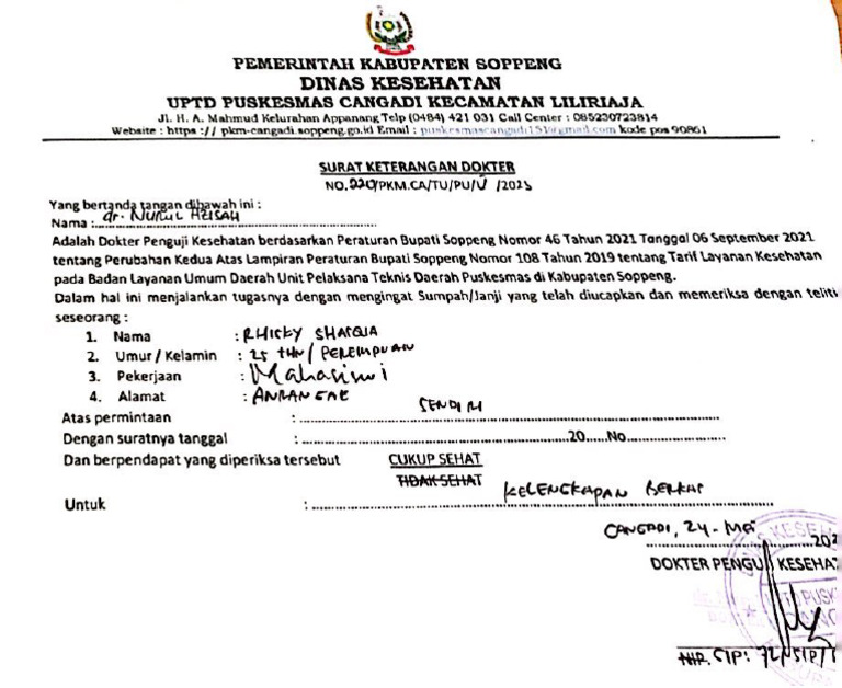Surat Sehat Contoh | PDF