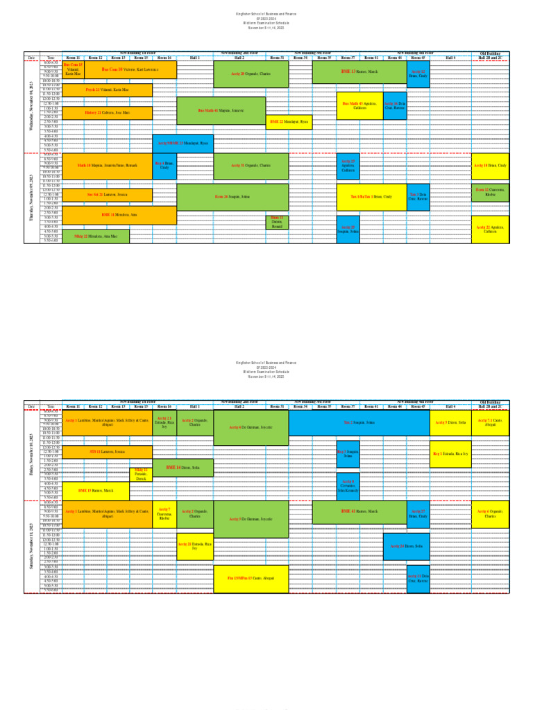 Midterm Exam Schedule 1st Semester 2023 2024 Subject v2 PDF