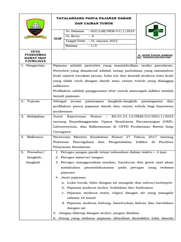 Tatalaksana Pasca Pajanan Infeksius | PDF