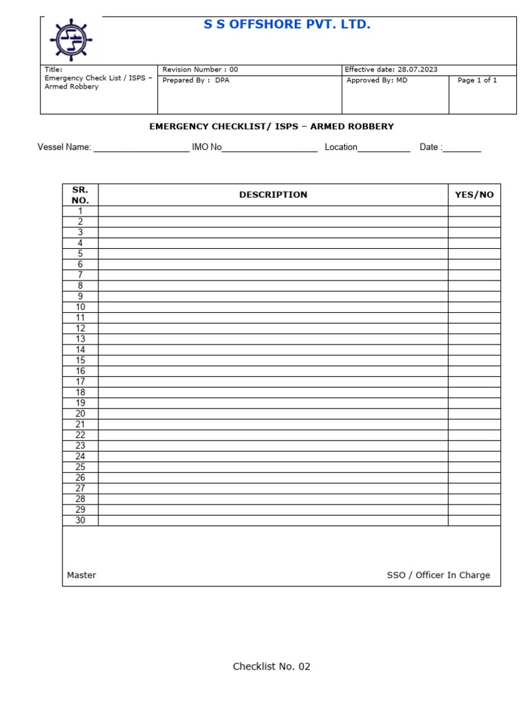 Checklist Isps - Armed Robbery - 02 | PDF