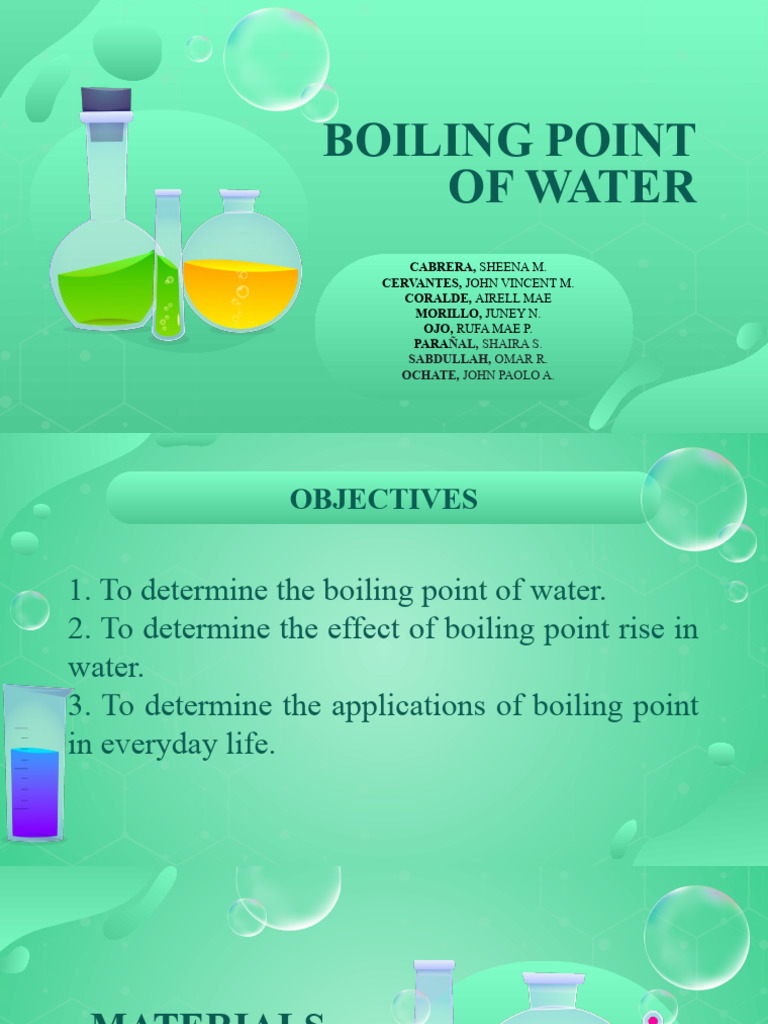 BOILING POINT OF WATER - PPT - Morillo | PDF | Distillation | Water