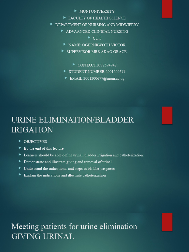Urine Elimination and Bladder Care Guide | PDF | Urinary Tract ...
