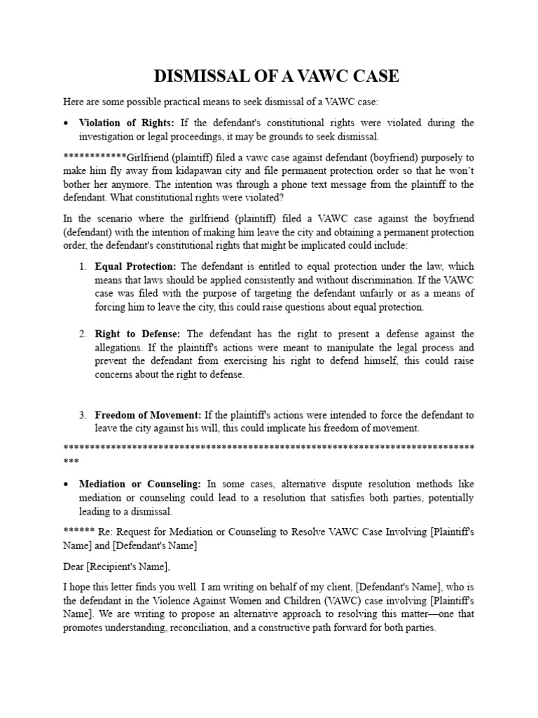 DISMISSAL OF A VAWC CASE PDF