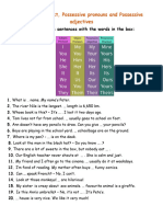 Subject Object Possessive Pronouns and Adjectives Tests - 127504