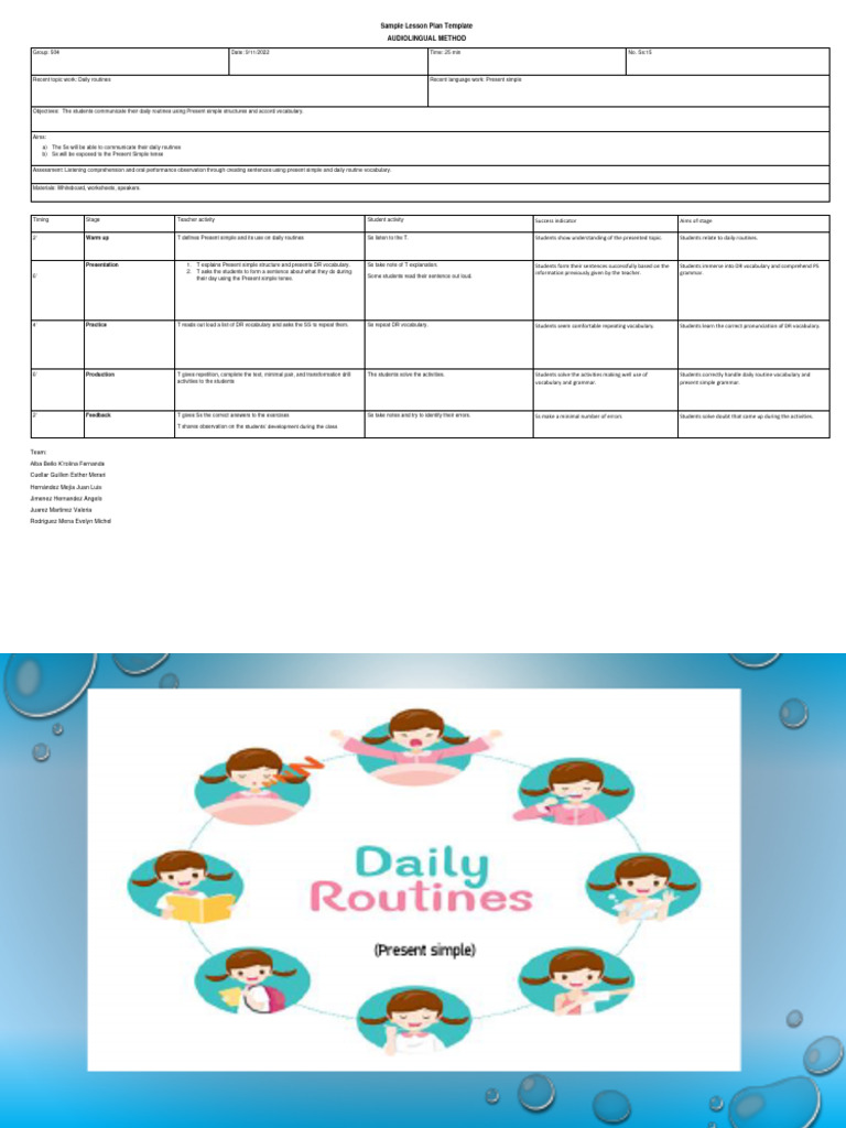 ALM Lesson Plan: Daily Routines | PDF | Learning | Human Communication