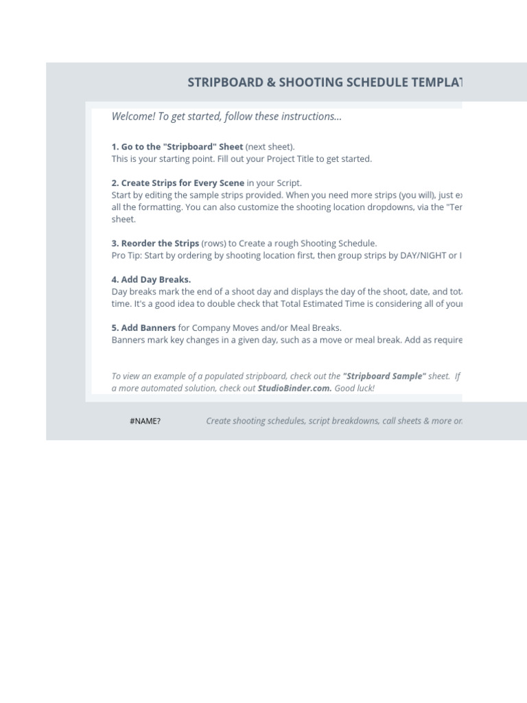 Film Production Stripboard Template StudioBinder PDF