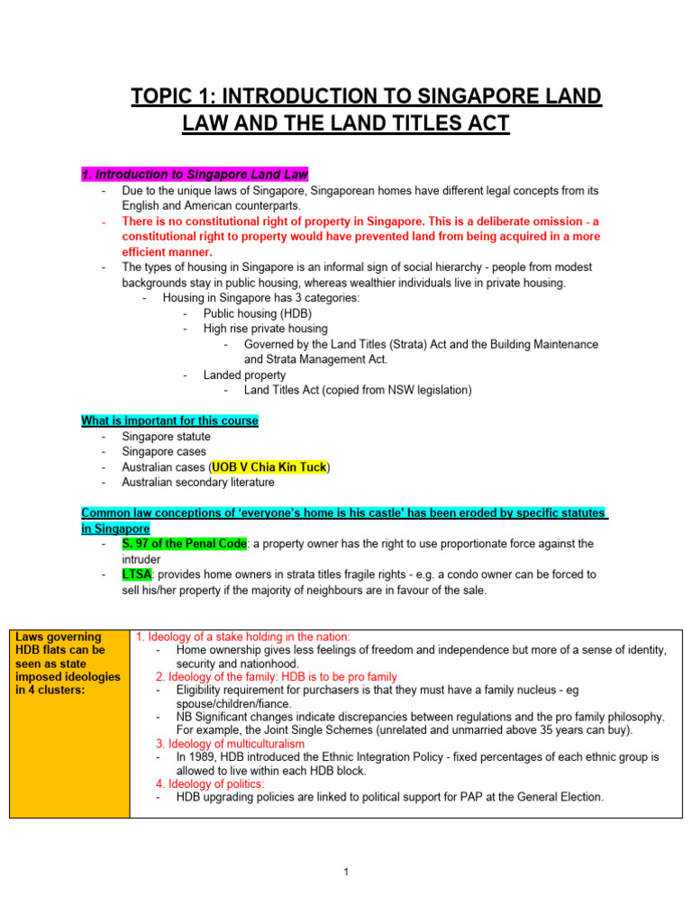 Topic 1 Introduction to Land Law PDF