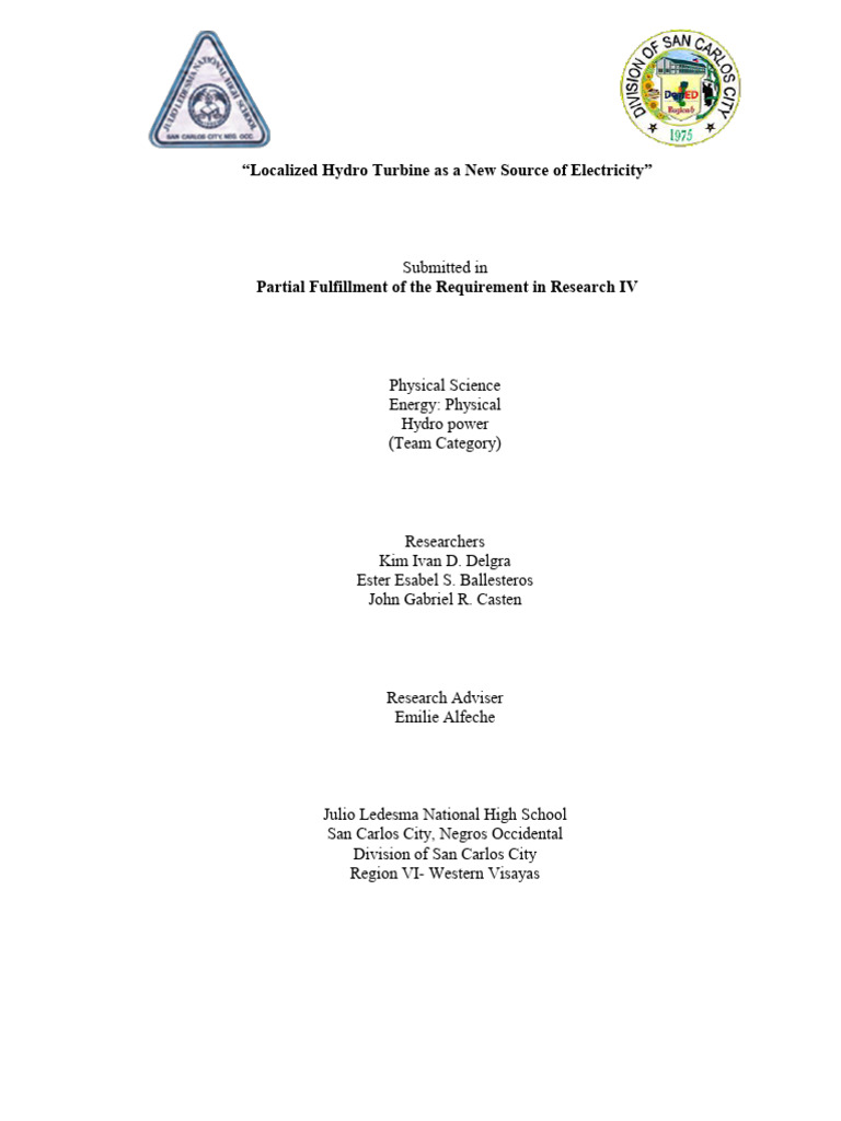 Localized Hydro Turbine As A New Source of Electricity | PDF | Electric ...