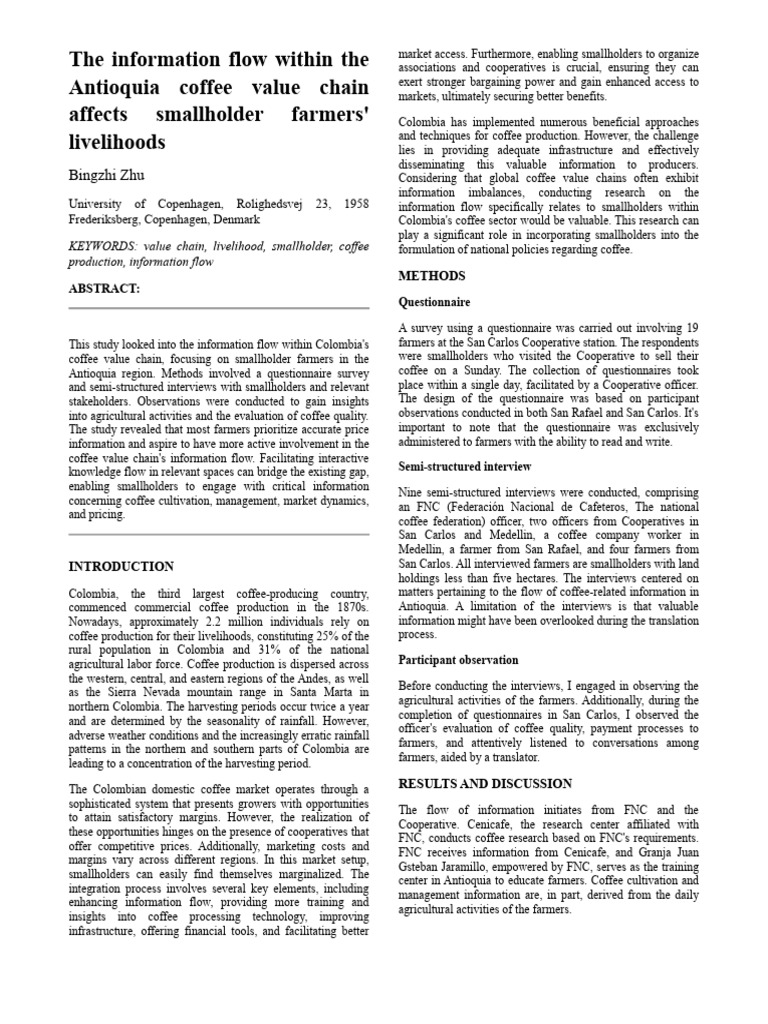 Information Flow in Antioquia Coffee Value Chain | PDF | Smallholding ...