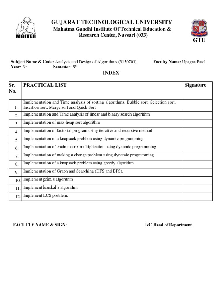 Algorithm Design Practical Exercises | PDF