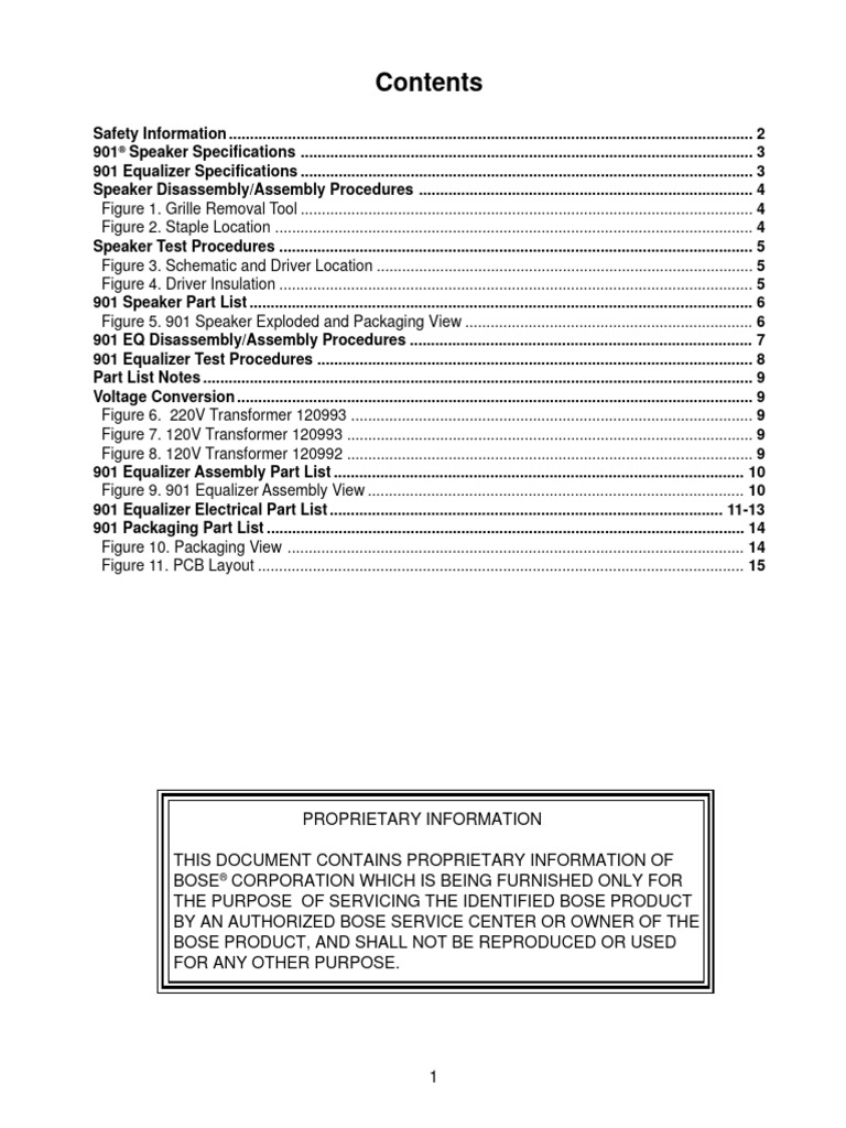 Bose 901series VI Speaker Service Manual | PDF | Loudspeaker | Transformer