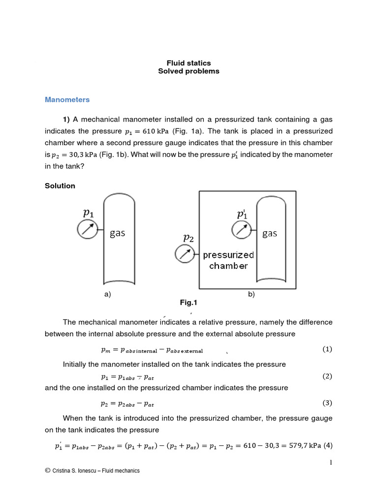 Fluid Mechanics: Manometer Problems | PDF | Pressure | Pressure Measurement