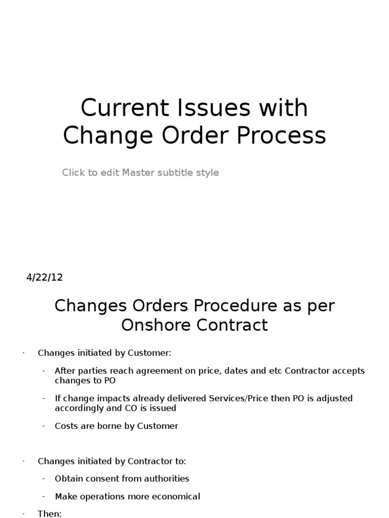 Current Issues in Change Order Process | PDF | Finance & Money ...