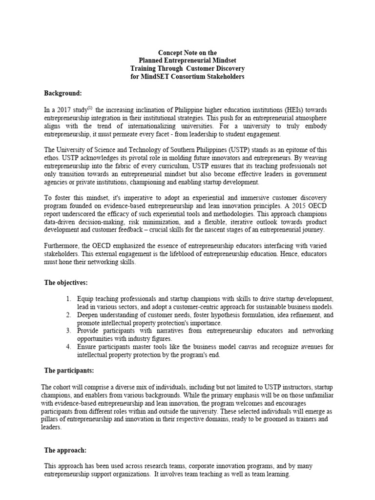 Revised Concept Note For USTP November 2023 Run | PDF ...