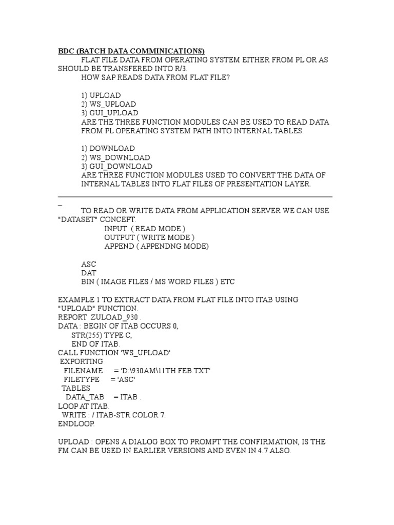 BDC Methods for Data Transfer in SAP | PDF | C (Programming Language ...