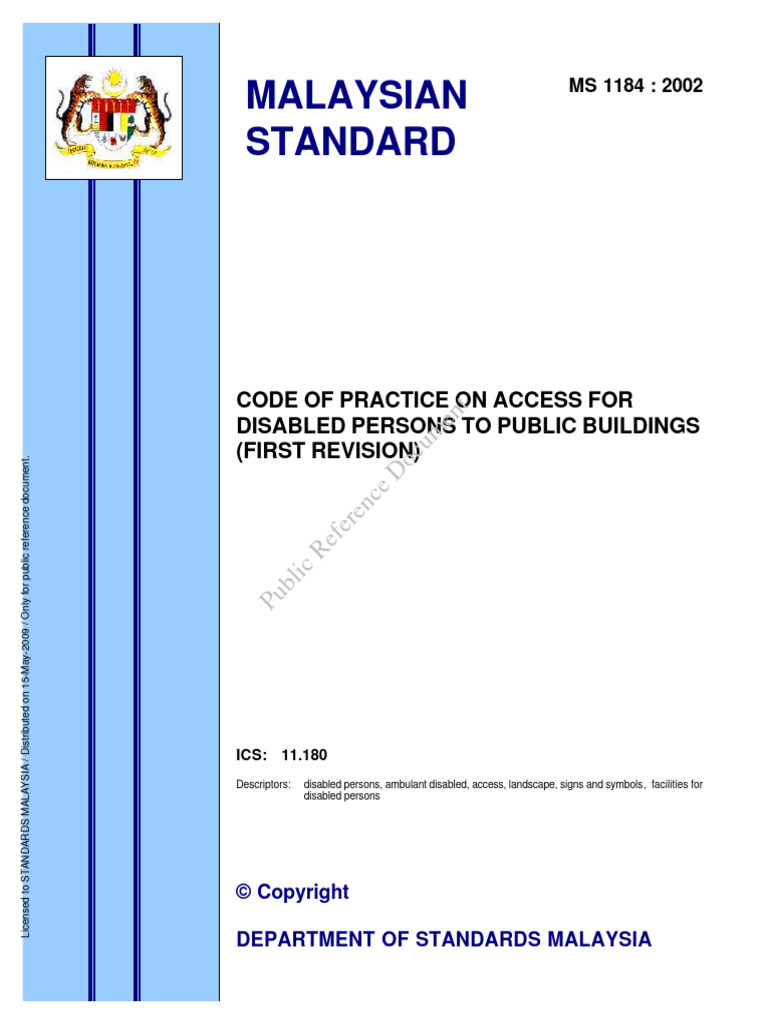 MS 1184 - 2002 - Code of Practice On Access For Disabled Person To ...