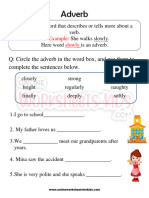 Adverb Worksheet For Grade 1-4