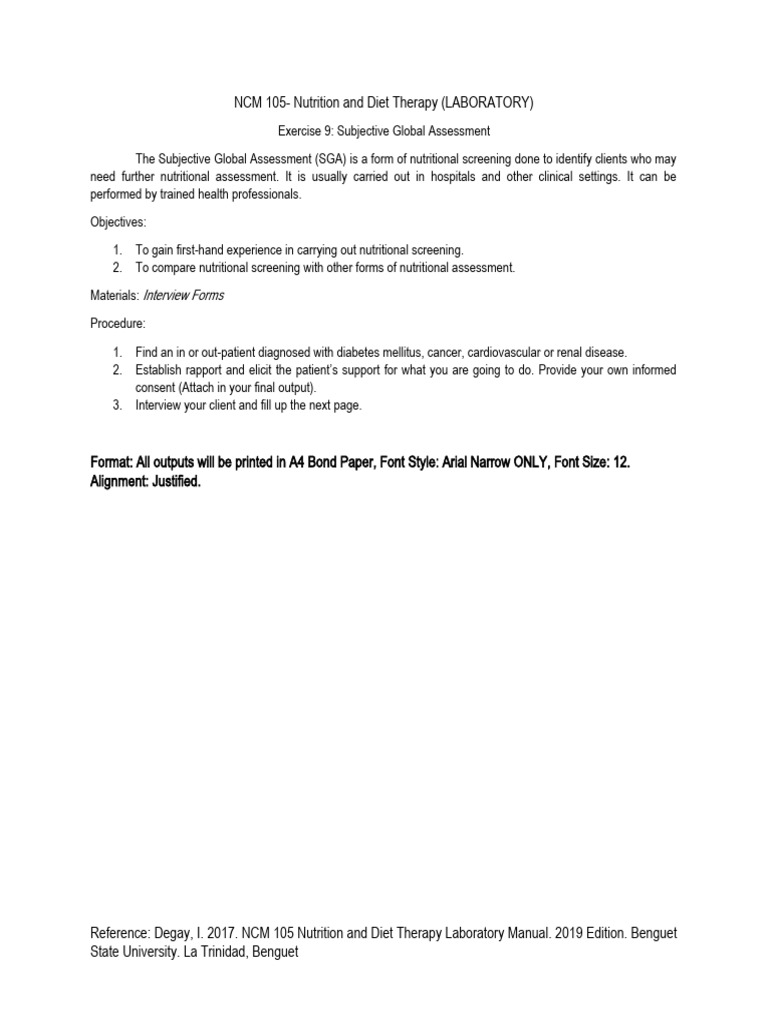 Exercise 9 subjective global assessment pdf
