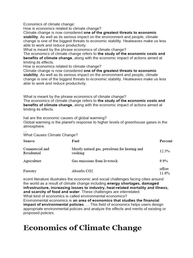 Economics of Climate Change | PDF