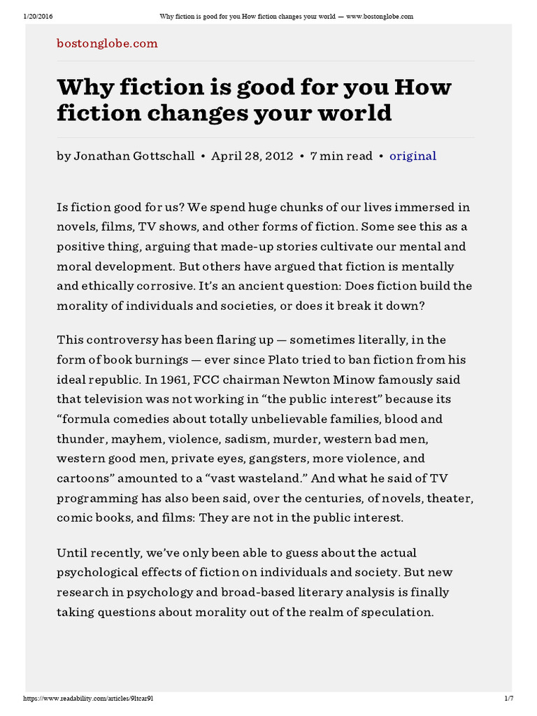 Why fiction is good for you 1 pdf