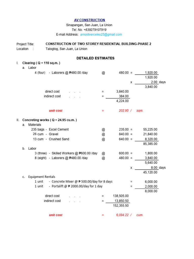 Final Estimate | PDF | Architectural Design | Architecture